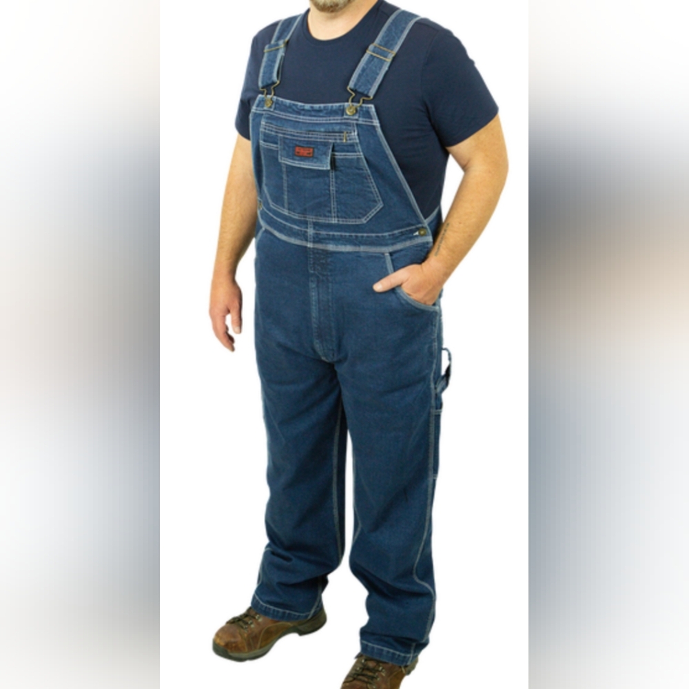 NWT Five Brothers Work wear DENIM BIB OVERALLS RINSED 38 X 28
